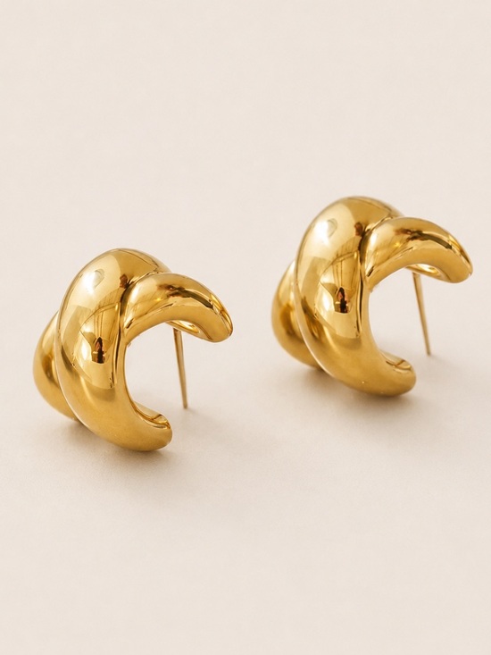 Jewelry - New! Gold Cross Semi Huggie Hoop Earrings NWOT 5058